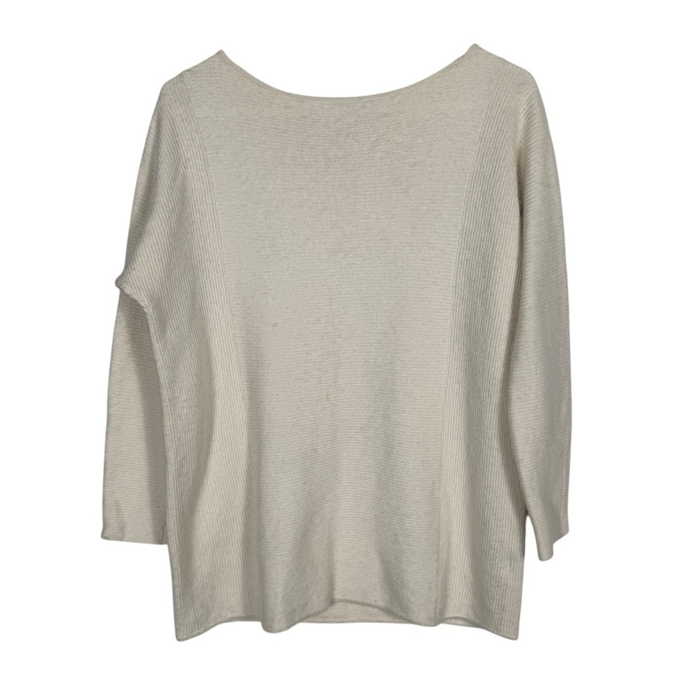 J.McLaughlin Ivory Ribbed Cashmere Blend Sweater, Size M